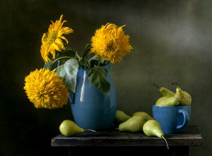 Oogstbloemen en peren door Olga Aleksandrovna