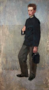 Portret van een jongen in middelbare schooluniform door Olga Boznanska