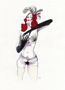 Glamoureuze showgirl met veren door Olga Skomorokhova