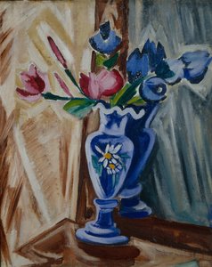 Blauwe vaas met bloemen, 1913