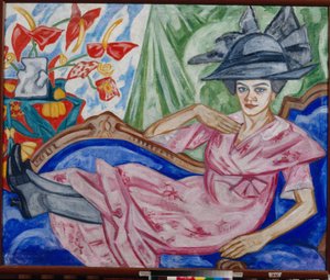 Portret van de zus van de kunstenaar door Olga Wladimirowna  Rosanowa