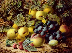 Stilleven met Appels, Pruimen, Druiven en Frambozen