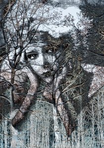 Winterportret in negatief, 2021(digitale gemengde techniek) door Olivia Gozzano