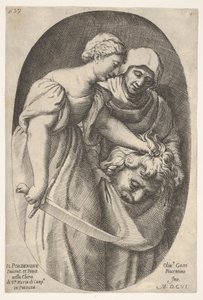 Judith met het hoofd van Holofernes in haar linkerhand en een zwaard in haar rechterhand, 1606 door Oliviero Gatti