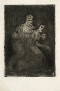Een man verrast een vrouw door Oluf Hartmann