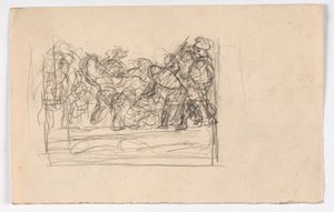 Compositiestudie met veel figuren door Oluf Hartmann