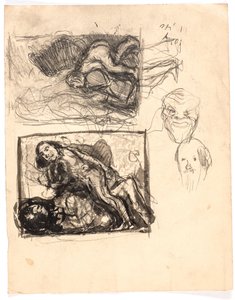 Studies voor "Macbeth en de heksen" en voor "Twee vrouwen vechten om een man" door Oluf Hartmann