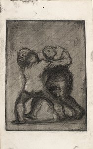 Twee vechtende mannen door Oluf Hartmann