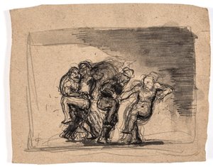 Twee paren vechten, links: Jakob en de engel