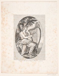 Vrouw die harp speelt