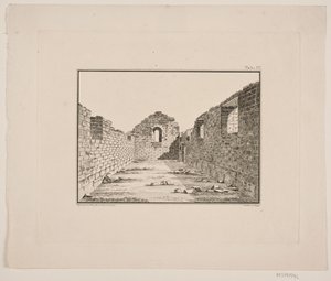 Kerkruïne in Groenland. Illustratie voor W.A. Graah. Onderzoekstocht naar de oostkust van Groenland door Oluf Olufsen Bagge