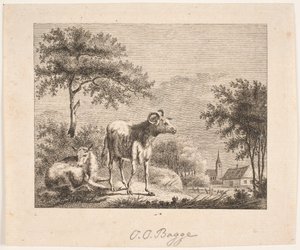 Landschap met schapen door Oluf Olufsen Bagge