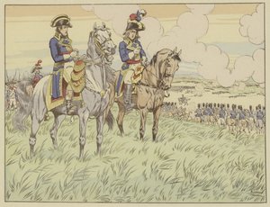 Napoleon en Generaal Louis Desaix bij de Slag bij Marengo, 24 juni 1800 door Onfray de Breville Job