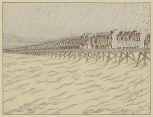 Napoleon en zijn leger steken de Rijn over bij Kehl, 1 oktober 1805