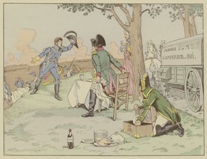 Napoleon ontvangt nieuws over de dood van zijn beste vriend, maarschalk Lannes, bij de Slag bij Aspern-Essling, mei 1809