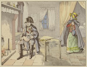 Op de avond van de Slag bij Champaubert en aan de vooravond van Montmirail, wiegt een peinzende Napoleon de baby van een cantinière, 10-11 februari 1814