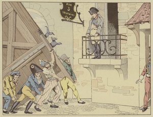 De stad Grenoble opent haar poorten voor Napoleon bij zijn terugkeer uit ballingschap op Elba, 7 maart 1815 door Onfray de Breville Job