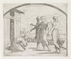Abraham en de drie engelen door Orazio Borgianni