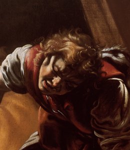 Detail van David uit David en Goliath door Orazio Borgianni