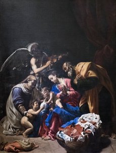 Heilige familie met Sint Elizabeth, Sint Johannes de Doper en een engel