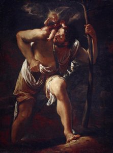 Sint Christoffel die het kindje Christus draagt door Orazio Borgianni
