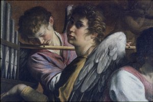 De besnijdenis. Detail: Artemisia Gentileschi als Sint Cecilia, c. 1620