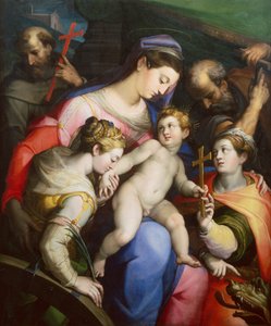 De Heilige Familie met Heiligen Margaretha, Catharina en Franciscus