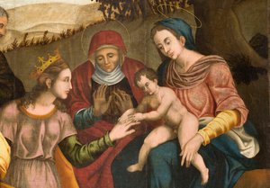 Huwelijk van St. Catharina, detail door Orazio da Spinazzola Iacobetta