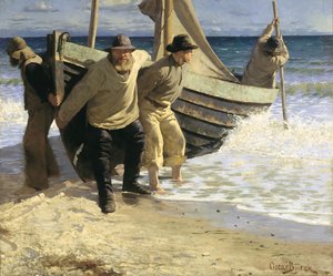Boot te water laten. Skagen