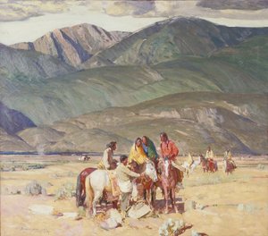 Taos Indianen op de Mesa door Oscar Edward Berninghaus