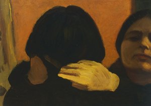 Isa in de spiegel (De vrouw van de kunstenaar) door Oscar Ghiglia