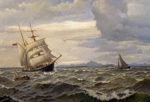 Schepen op zee door Oscar Kleineh