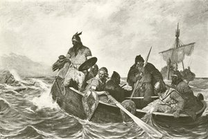 Leif Ericson voor de kust van Vineland (gravure)