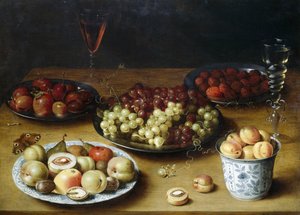 Stilleven met fruit en glazen door Osias the Elder Beert