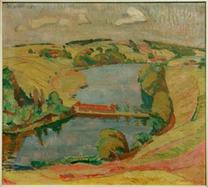 Landschap bij Ebersberg met meer