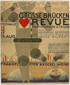 Poster voor de Grote brug revue door Oskar Schlemmer