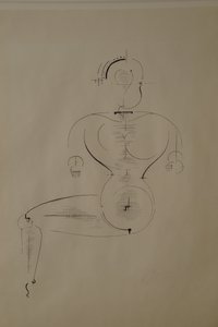 Figuur van de zijkant: Figuur H2 zittend door Oskar Schlemmer