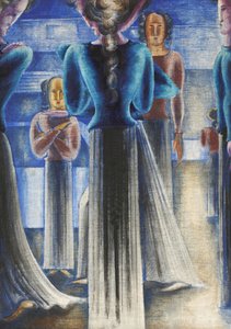 Groep blauwe vrouwen door Oskar Schlemmer
