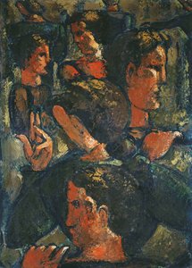 Groep Figuren met Opgeheven Hand door Oskar Schlemmer
