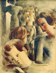 Heldere groep met blauwe blonde door Oskar Schlemmer