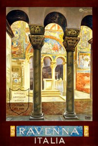 Reisposter Ravenna, ca. 1925 (kleurenlitho) door Osvaldo Ballerio