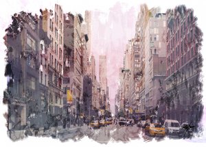 Het straatleven in Metropolis door Osvaldo Russo