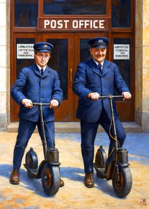 Postbodes op oldtimerscooters door Osvaldo Russo
