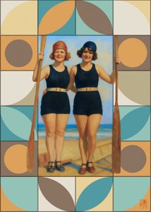 Vintage strandpeddelaars door Osvaldo Russo