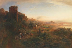 Oswald Achenbach Avondstemming in de Albanese heuvels door Oswald Achenbach