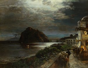 Het Aragonese Kasteel Ischia door Oswald Achenbach