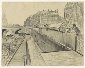 Gezicht op de Quai des Grands-Augustins te Parijs door Oswald Heidbrinck