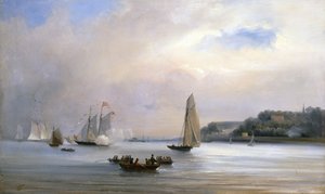 De Anglo-Amerikaanse Jachtrace rond het Eiland Wight, 22 augustus 1851 door Oswald Walters Brierly