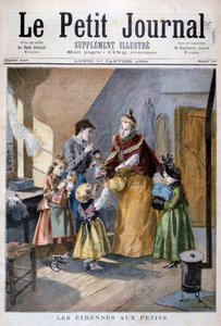 Kinderen ontvangen nieuwjaarsgeschenken, 1894 door Oswaldo Tofani