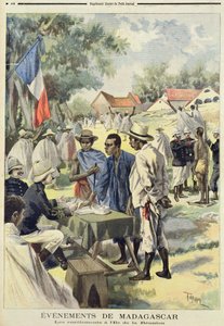 Inlijving van Inboorlingen op het Eiland La Reunion, uit Le Petit Journal, 10 februari 1895 door Oswaldo Tofani